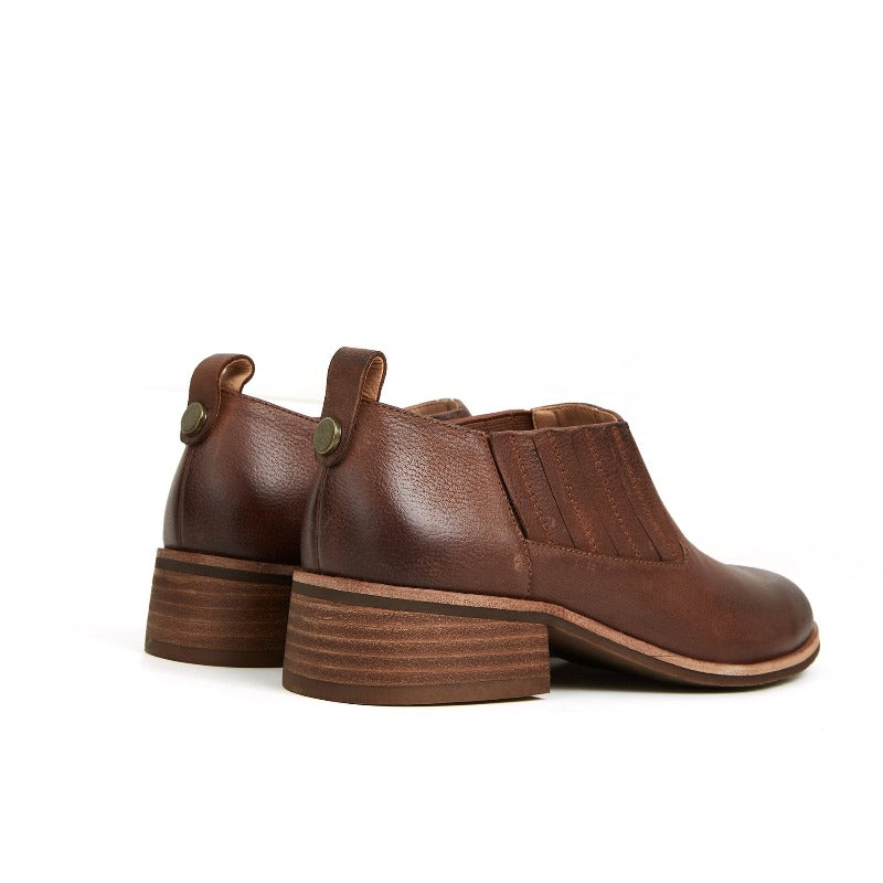 Charlotte Antique Ankle Boot in Cow Leather- Brown - #shoShoesp_name#