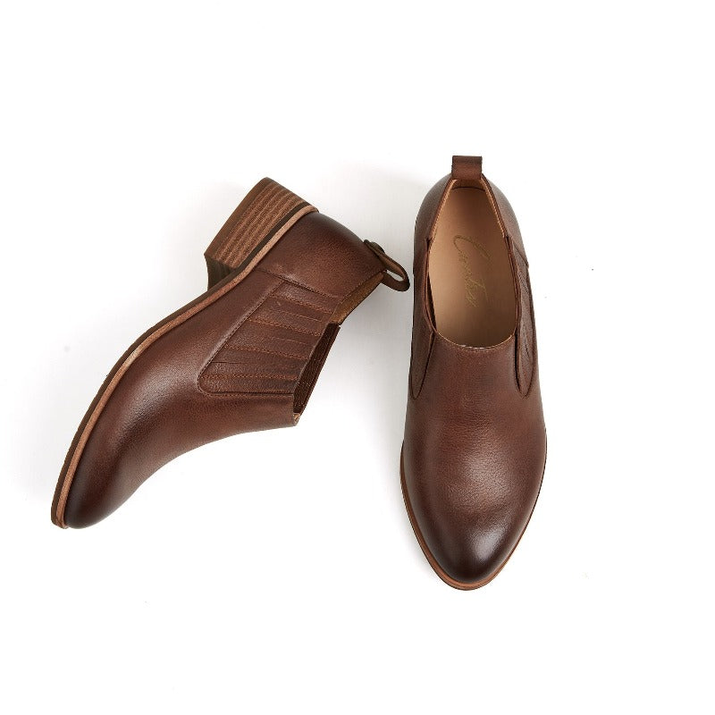 Charlotte Antique Ankle Boot in Cow Leather- Brown - #shoShoesp_name#