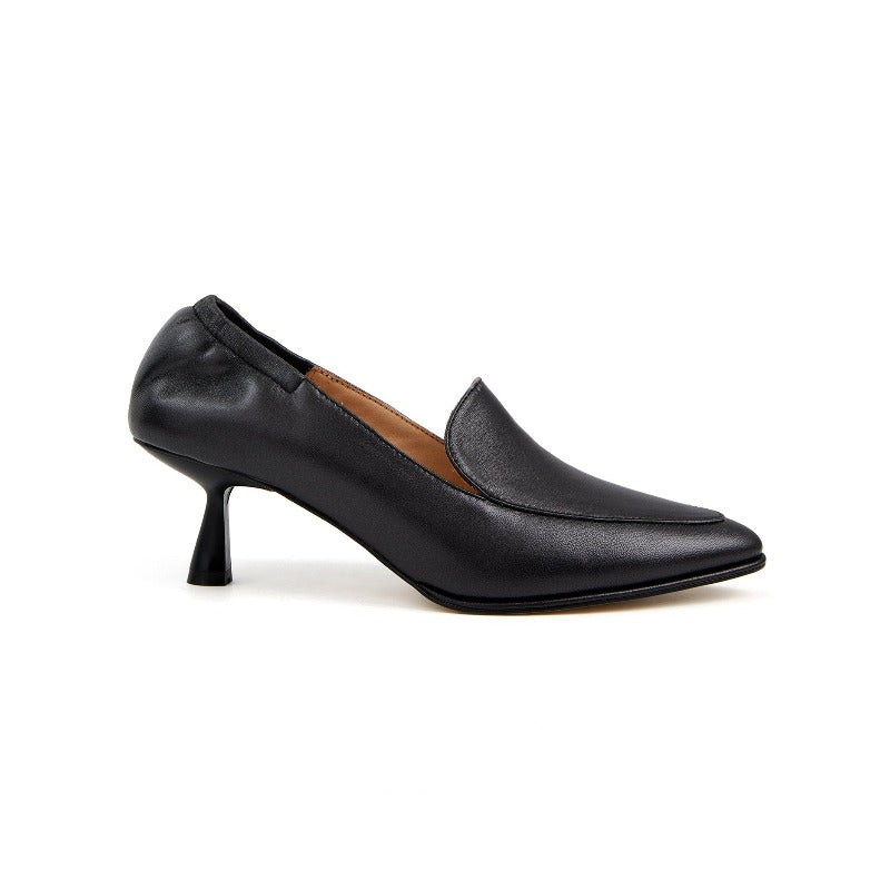 Crystal Heeled Pump Almond Toe Midi Heel Soft Counter-Black