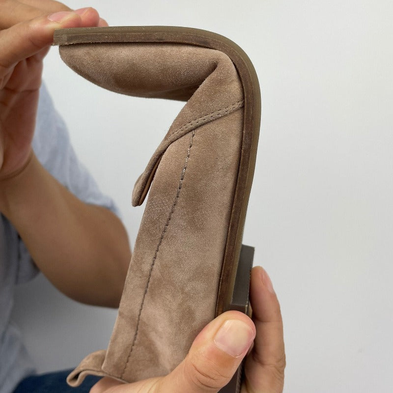 Frances Flat Pump Loafer in Kid Suede-Blush - #shoShoesp_name#