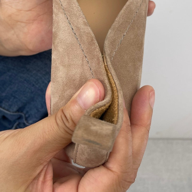 Frances Flat Pump Loafer in Kid Suede-Blush - #shoShoesp_name#