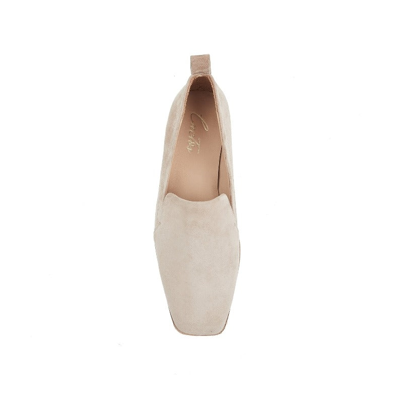 Frances Suede Flat Pump-Blush