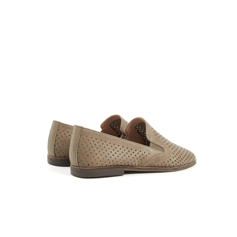 Gloria Women Slip-on Perf Loafer Flats-Moss Green