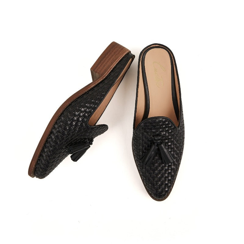 Pamela Woven Mule -Black